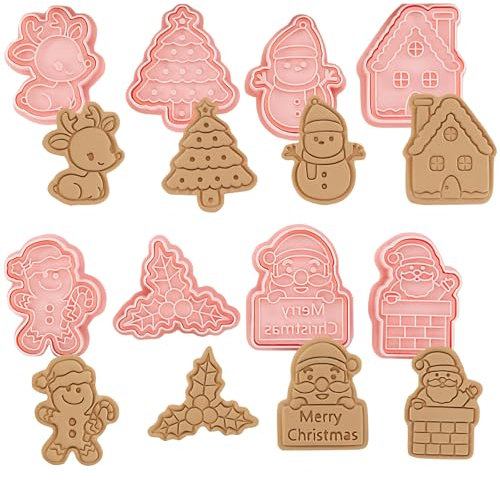 8 Stück Weihnachtsausstecher, 3D Ausstechformen, Weihnachten Plätzchenförmchen, Ausstecher Fondant Keksausstecher Für Motivtorten Tortendeko Kekse Backen Küche Zubehör, Weihnachten Keksausstecher