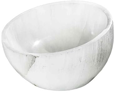 NKlaus Cuenco redondo de selenita 12 x 7 cm – Hecho a mano, pulida bandeja de energía para limpiar y cargar joyas y piedras preciosas, ideal para decoración y meditación