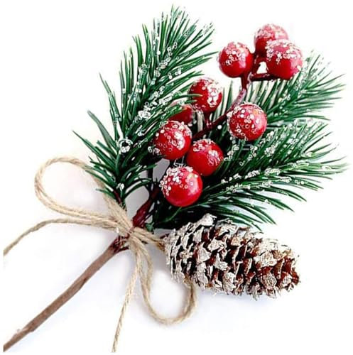 di bacche di agrifoglio – 2 bacche rosse artificiali di Natale, decorazioni realistiche di bacche di agrifoglio, di false bacche, decorazioni per feste festive, di agrifoglio per