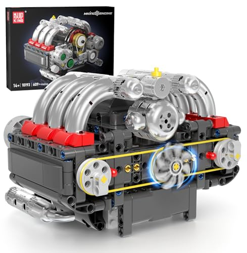Mould King 10193 Technik Klemmbausteine Motor Boxer Engine Zylinder Bausatz Engine Modellbausatz Motoren Kombiniert Geschenk für Erwachsene (609 Teile)