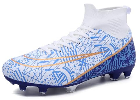 GRESKY Scarpe da calcio uomo donna tacchetti AG/FG, Bluag bianco, 39 EU