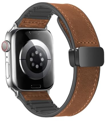 YDxingY Correas de Reloj de Cuero Compatible con Apple Watch 38mm/40mm/41mm/42mm(Serie 10), Correa de Silicona Suave,Correa Repuesto para iWatch Series 10 9 8 7 SE/SE2 6 5 4 3 2 1, Marrón