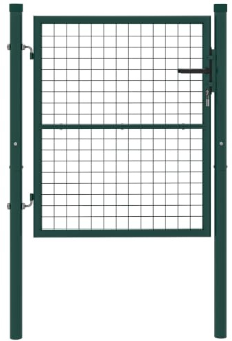 Outsunny Portillon de Jardin en Acier 97 x 150 cm Portail de Jardin Vert | avec Serrure, Clés et Poignée, Décoration en Flèche, Portillon de Patio Extérieur