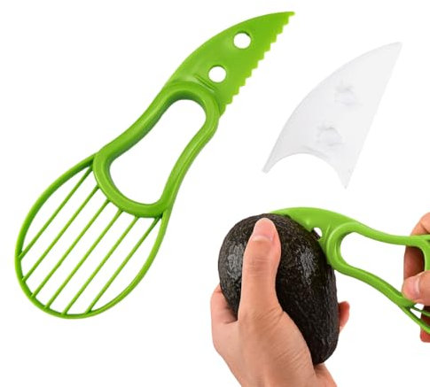 Avocadoschneider, 3-in-1-Avocado-Schneider, Entkerner, Obst- und Gemüseschäler, Küchenhelfer, Grün, 5 Stück