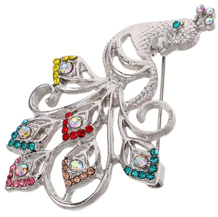 TOYANDONA Strass Pfauenbrosche für Damen Pfau Brosche Pin aus Zinklegierung mit Kristallsteinen 4,0 X 3,9cm Formale Events Alltag