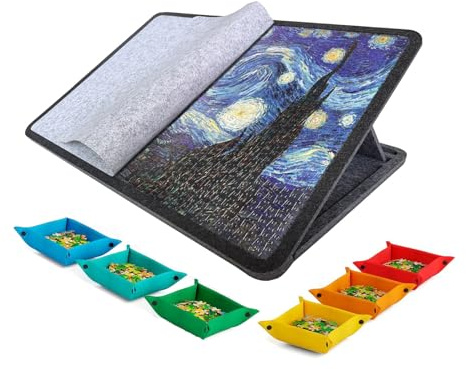 Montesy Kippbarer Puzzle-Tisch mit verstellbarem Ständer, weicher Filz für Puzzle-Komfort und faltbares Design, einfache Lagerung