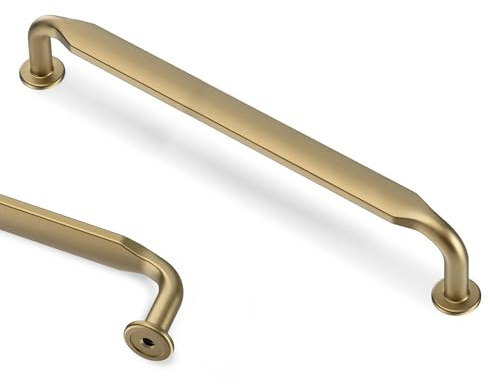 Goldenwarm 10 Pack Champagne Bronze Kitchen Cabinet Handles 6-5/16Inch(160mm) Hole Centers, Brass Wardrobe Door Handles Solid Zinc Alloy Drawer Pullls