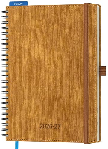 IN-LUXPRO Kalender 2026 2027, Wochenplaner Vertikal mit Spiralbindung | 18 Monate Terminplaner (Jul 2026 bis Dezember 2027) in A5 21,9x16,2CM, ausgestattet Monatsregister, Karamell