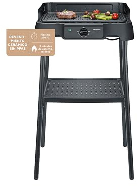 SEVERIN Barbecue da tavolo con piastra in alluminio e supporto PG 8596