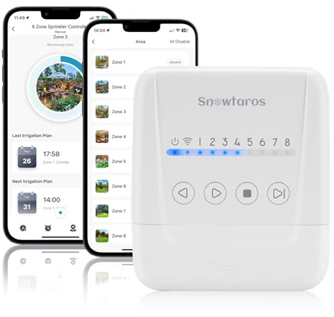 Programador de Riego 8 Zonas, Controlador de Riego WiFi con Control APP | Inteligencia Meteorológica Local, Retardo por Lluvia, Instalación DIY Fácil, Temporizador de Riego para Jardín