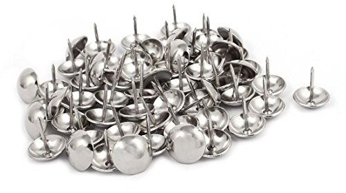sourcing map Clou Tapissier 19mm Diamètre INOX Acier Punaise Ameublement Décoratif Clou Punaise 60PCS