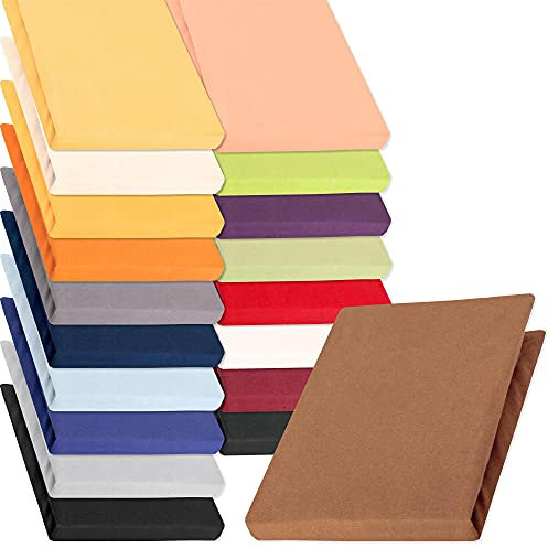 aqua-textil Pur 2er Set Jersey Spannbettlaken 90x200-100x220 cm Schoko braun Wasserbett Boxspringbett 160g/qm Mako Baumwolle