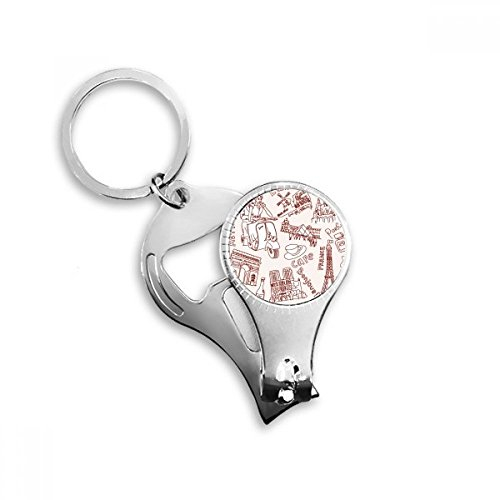 France Arc de Triomphe Louvre Tour Eiffel Porte-clés en métal Bague multifonction Pince à ongles Décapsuleur de voiture Keychain Meilleur Cadeau de Charm