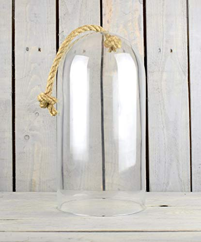 EMH Grande Cloche en Verre avec Trou et Corde de Jute 40 cm