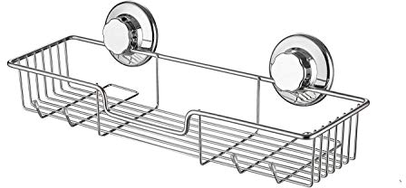 SANNO Starke Saugnapf-Duschablage Bad Regal Lagerung, Combo Organizer Korb für Shampoo, Conditioner, Seife, Rasiermesser Bad-Accessoires - Rostfreier Edelstahl