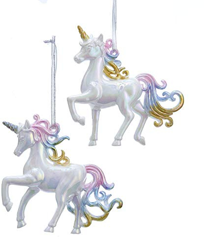 Kurt S. Adler MEHRFARBIGES WEISSES Einhorn BAUMSCHMUCK AUS Plastik 2/SORT