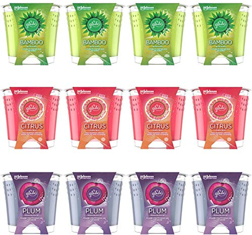 HAC24 12er Set Duftkerze Im Glas Duft Kerze Bambus Citrus Pflaume Raumduft Glaskerze