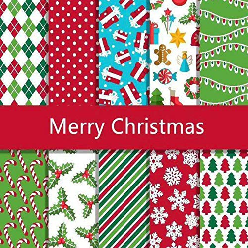 10 Stück Baumwollstoff mit Weihnachten Muster, Stoffpakete Patchwork Stoffe Baumwolle zum Nähen, Baumwollstoff Patchwork Stoffpaket zum Quilten DIY Basteln Handwerken (50 x 50cm)