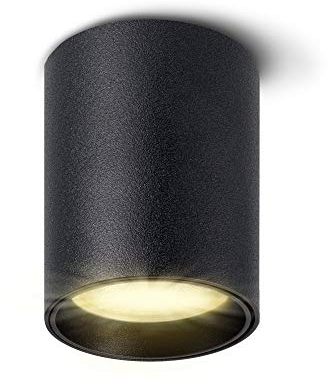 SSC-LUXon Mini GU10 LED Aufbauleuchte TOBI-S mit Leuchtmittel wechselbar - Spotstrahler 3W warmweiß 230V Lampe rund schwarz