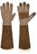 HANDLANDY Lange Gartenhandschuhe für Männer und Frauen, Schweinsleder, Rosen-Handschuhe, atmungsaktiv und langlebig, mit dornsicheren Stulpen (L, Braun)