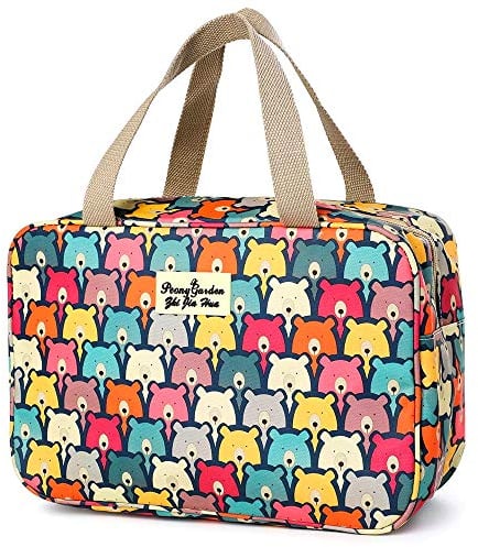 Kulturbeutel für Frauen Tragbare Kosmetiktasche Große Waschbeutel Toilettenartikel Aufbewahrungstasche wasserdichte Reise tragbare Schminktasche für Mädchen Damen (Viele Bären)