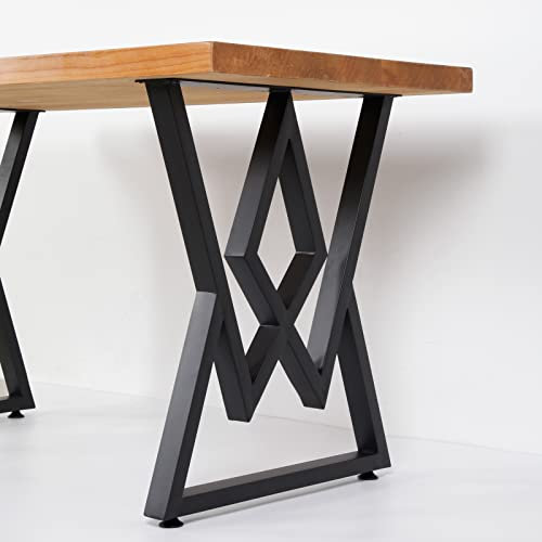 SSS Furniture 2PCS Metal Furniture Legs 28”Height 24”Wide,Black Cast Iron Coffee Table Legs,Rustic Decory Table Legs Triangle Shape Desk Legs DIY Furniture Bench, Dining Coffee Table