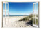 Advertising & Displays Werbecenter Berlin GmbH Leinwandbild mit Fensterblick – Ostsee Strand 90 x 60 cm - Keilrahmen mit Druck