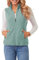 fuinloth Gilet in pile da donna,Termico Senza Maniche Elegante Collare Eretto con Zip e Tasca Verde Grigiastro M