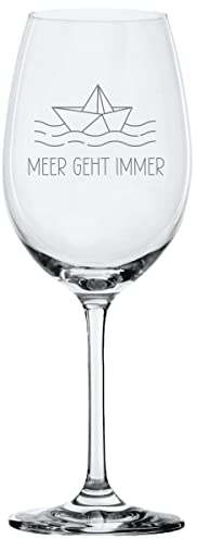 Weinglas Leonardo mit Gravur Papierboot Meer geht immer Geschenkidee Geschenk maritim Rotweinglas Weißweinglas