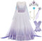 LOBTY Elsa 2 Costume Dress Princesse Costume Robe avec Accessoires Fête d'anniversaire Cosplay Déguisement Violet 130cm