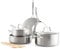 GreenLife Tri-Ply Stainless Steel Healthy Ceramic Nonstick, 10 Piece Cookware Pots and Pans Set, PFAS-Free, Multi Clad, Induction, Dishwasher Safe, Oven Safe, Silver