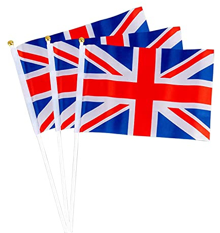 Trimming Shop Union Jack Handflagge Großbritannien, England, Nationalflagge, Handgriff, kleine Flagge für die Königin Jubiläum Feier, königliche Veranstaltungen, Grillen, Party-Dekoration (20 Stück)