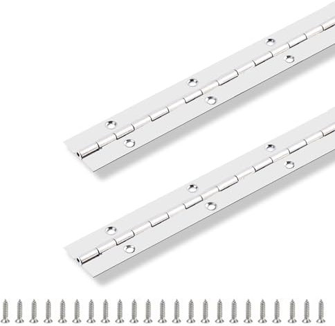 2PCS Piano Hinge 30 Inch x 1 Inch Stainless Steel Continuous & Piano Hinge Heavy Duty Piano Hinges, 0.04 Leaf Thickness, 0.5 Knuckle Length, Screw Included