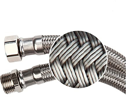 Flexitub - Latiguillo Polimero Plus/Super Macho 1/2 -Hembra 1/2 - Especial Para Termos y Calentadores - Acero Inox 304-16 Bar - Mayor Anchura y Paso de Agua (50cm)