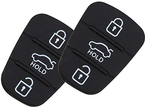3 Tasten Ersatztastenfeld Autoschlüssel Tastenfeld kompatibel Gummipad Kompatibel mit KIA Hyundai i20 i30 ix20 ix35 Ceed Soul Venga Sportage,2-Stück