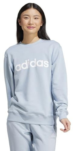 adidas Femme Essentials Linear French Terry Sweatshirt, Wonder Blue/White, M