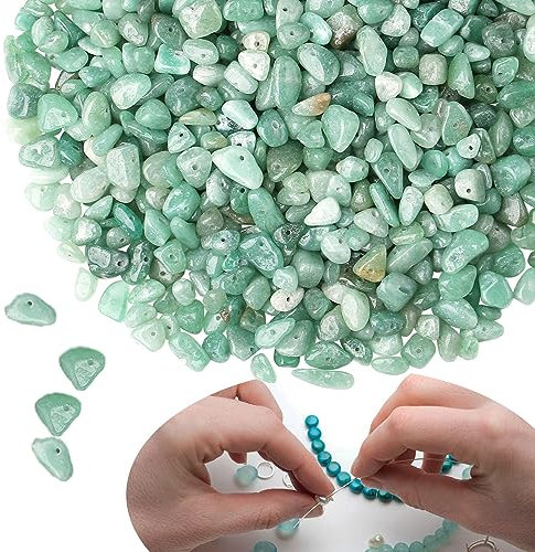 XIANNVXI 400 Pcs Drilled Green Aventurine Beads for Crafting,5-8mm Irregular Tumbled Gemstone Crystal Chip Loose Craft Green Beads for Jewelry Making