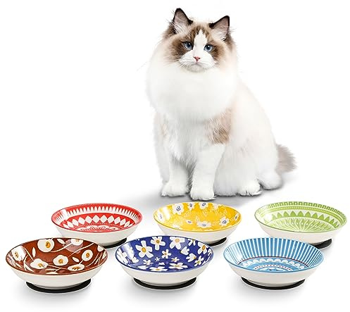 Gamelle Chat Ceramique Gamelles Chats - Lot Bol Chat Porcelaine de Série Contes de Fées - Set Assiette Chat Coloré Design - Bol Nourriture Chat - Ecuelle pour Chat - Plat Pour Chat - 6 Pièces - 250 ml