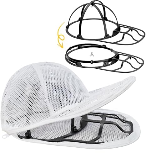 iyes.top Cap Washer für Baseballkappen, Zusammenklappbares Cap-Waschmaschinen-Form für Waschmaschine & Geschirrspüler, Basecap-Waschgestell-Protector-Halter mit Rahmen, Kappen-Waschen-Gitter für die