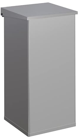 PROREGAL Eckiger feuerfester Abfallbehälter Haiti mit Softclose Hebedeckel | 110 Liter, HxBxT 80x36x36cm | Grau