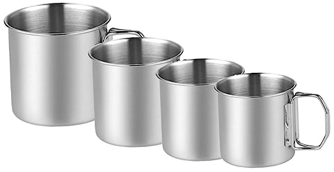 4pcs taza de agua plegable al aire libre taza de café plegable taza de café portátil tazas al aire libre taza de agua portátil taza plegable taza de agua de metal plata camping acero inoxidable taza d