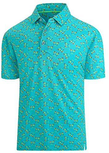 Hodaweisolp Golf-Shirts für Herren Dry Fit Print Feuchtigkeitstransport Performance Kurzarm Poloshirt, Grünes Auto, 3X-Groß
