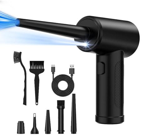 Souffleur d'air comprimé,Chargement USB 3 vitesses Souffleur d'air électrique portatif sans fil Ventilateur d'air électrique pour le nettoyage de l'ordinateur portable clavier et de l'appareil photo