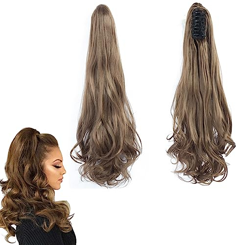 prinfantasy Hair Extensions Zopf Geflochten Pferdeschwanz Haarteil Clip Extension Klammer Extension Locken Haarteil Wellig Blond Haarteil Pferdeschwanz Lang Haarverlängerung für Frauen MW006