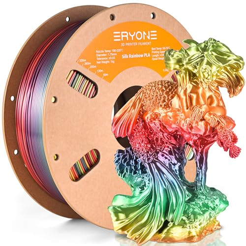 ERYONE Ultra Shiny Silk PLA Filament voor 3D Druker, PLA Filament 1.75mm, +/- 0,03mm,1kg 1 Spule, Multicolor Rainbow Fast Color Gradient Silk, Palette Regenbogen
