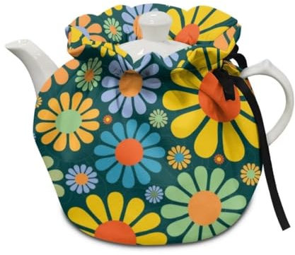 Jeiento Hippie Color Daisy Tea Cosy Durable Tea Kettle Dust Cover Washable Kitchen Home Decorative Tea Pots Cozy,Insulation and Keep Warm