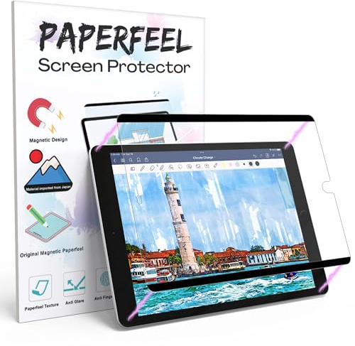PAPERFEEL Magnetischer Schutzfolie für iPad 9. /8. /7. Generation 10,2 Zoll (2021/2020 /2019) - Matt Papier Folie zum Schreiben Zeichnen - Anti-Blendung/Weniger Fingerabdruck/Einfache Installation
