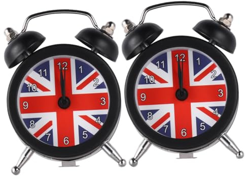IMIKEYA 2stücke Mini Union Jack Wecker Digitaler Alarm Clock Für Nachttisch Schwarz Stilvolles Design Leise Bewegung Einfaches Einstellen Der Alarmzeit Für Schlafzimmer Und Wohnräume