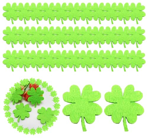 Filzkleeblätter,Kleeblätter Filz,Filzkleeblätter als Glücksbringer,Glücksklee zur Verschönern,Kleine Grüne Vierblättrige,Kleeblätter Glücksklee,Filz Kleeblatt Deko,für DIY Handwerk Deko,100 Stück