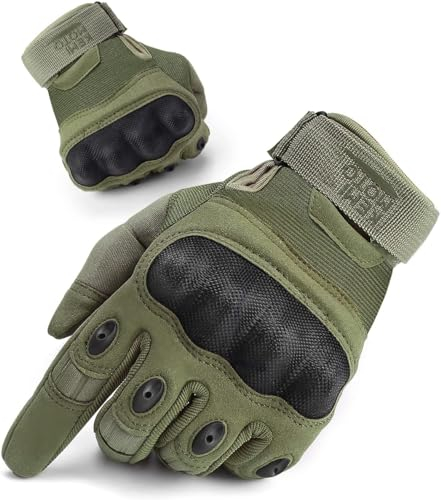 KEMIMOTO Taktische Handschuhe, Motorradhandschuhe, Militär Einsatzhandschuhe mit Kohlefaser Knöchelprotektor und Touchscreen, Atmungsaktiv, Vollfinger, für Bushcraft, Motorrad, Jagd und Security